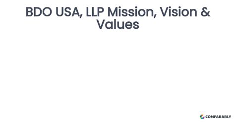 bdo mission statement|bdo usa core values.